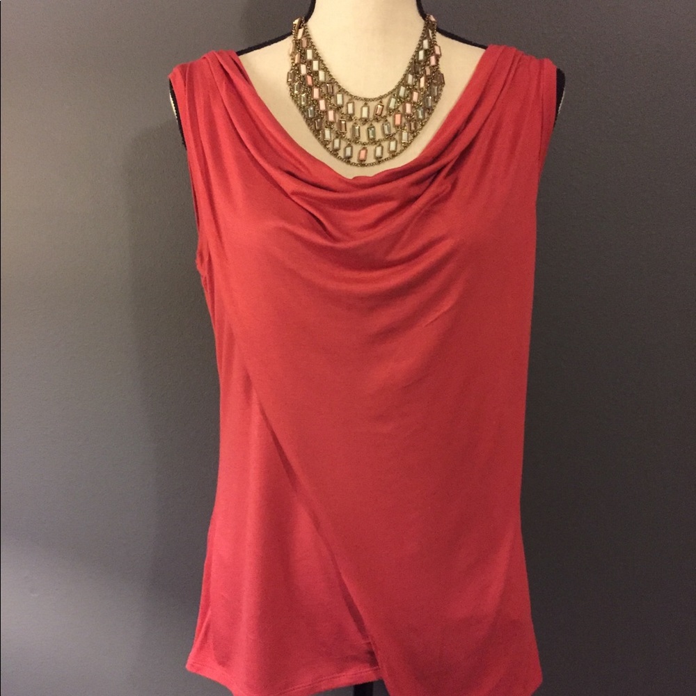 New York & Co. Salmon/Pink Sleeveless Blouse